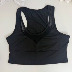 Black Racerback Crop Top Mesh Detail Small